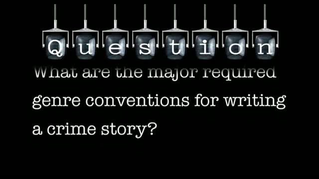 What are the major required genre conventions for writing a crime story?